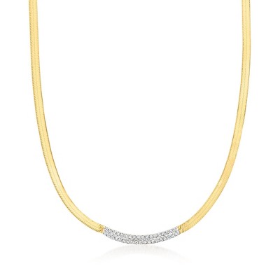 Ross-Simons 0.33 ct. t.w. Diamond Herringbone Necklace in 18kt Gold Over Sterling Size 20