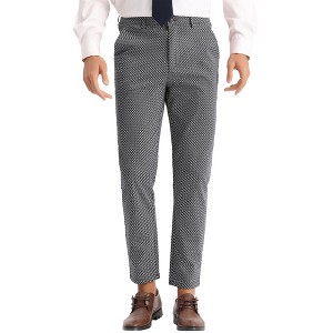 Lars Amadeus Men's Dots Pattern Slim Fit Flat Front Pants - 1 of 4