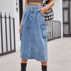 Workwear Washed Denim Mid-Length Skirt For Women With Zipper Pocket - 4 of 4