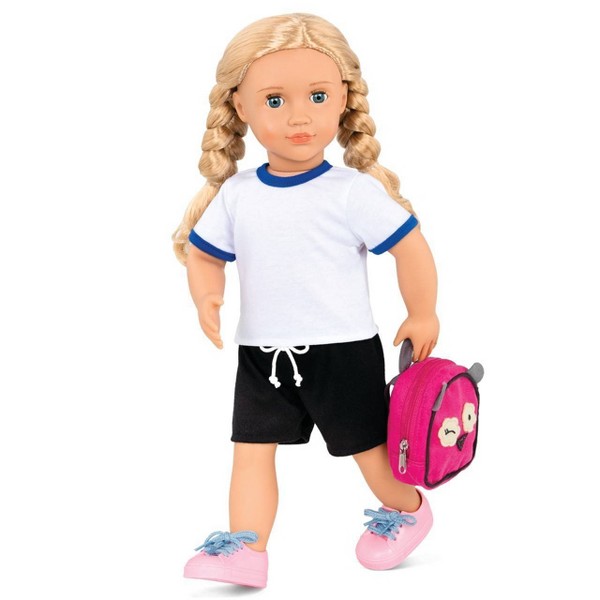 Nuestra Generación Hally con Libro de Cuentos y Accesorios Muñeca Escolar Posable de 18" 5