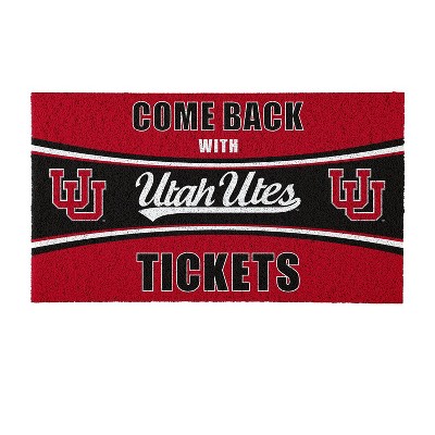 Evergreen Come Back with Tickets University of Utah 28" x 16" Woven PVC Indoor Outdoor Doormat