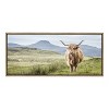 Kate and Laurel Sylvie Highland Cow Mountain Landscape Framed Canvas by The Creative Bunch Studio, 18x40, Gold - 2 of 4
