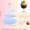 Unique Bargains 3 Tier Dessert Cupcake Stand Flower Shape Cup Cake Holder Tower Blue Gold Tone - 2 of 4