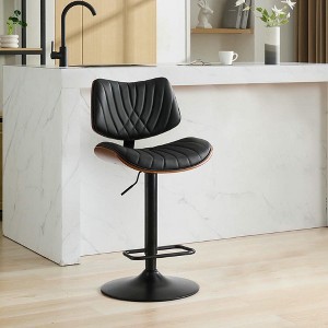Resenkos Counter Bar Stools, Counter Stool,Modern Adjustable Counter Height 360��Swivel Bar Chairs with Black Leg, Black - 1 of 4
