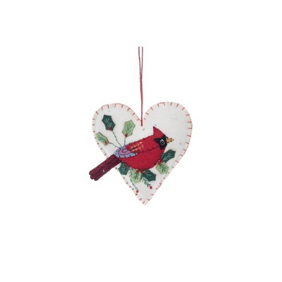 Gallerie II Felt Cardinal Heart Christmas Ornament