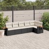 vidaXL 6 Piece Patio Sofa Set with Cushions Black Poly Rattan - Black and Cream Without Table - 2 of 4