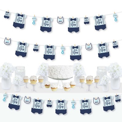 Big Dot of Happiness It's a Boy - Blue Baby Shower DIY Decorations - Clothespin Garland Banner - 44 Pieces