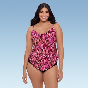 Trimshaper Women's Rachel 5 Tier Ruffle Tankini Swimsuit Top - 1 of 3