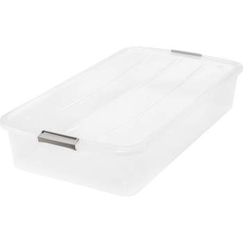 Iris 20.5qt Latching Clear Storage Tote Red Tint Lid : Target