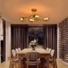 PAKOKULA 4-Light Gold Sputnik Modern Linear Bubble Semi-Flush Mount Ceiling Light with Amber Glass Shade - 3 of 4