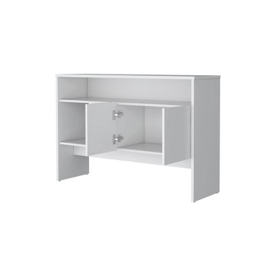 GlasFlength Decorative Storage Cabinets Modern Open Shelf Console Table Simple Design for Living Room Entryway, White, 47.2"*14"*31.8"