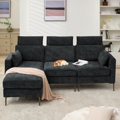 Hyleory 89'' Chenille 3 - Piece Upholstered Sectional Sofa