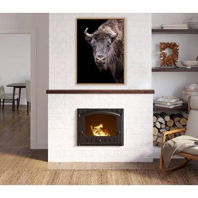 Natural Wood Framed American Bison Canvas Print, 31.5" x 42"