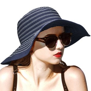 Tirrinia Wide Brim Straw Hat for Women, Stylish UV Sun Protection Beach Travel Hats, Suitable for Outdoor Activities, Garden Party, Beach, Travel - 1 of 4