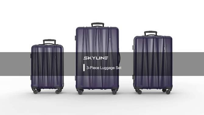 Skyline 3pc Hardside Checked Spinner Luggage Set - Navy, 2 of 21, play video