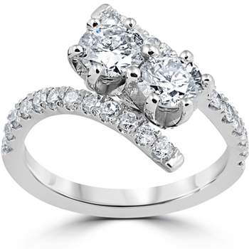 Pompeii3 1 cttw Diamond 2 Stone Forever Us Engagement Anniversary Ring 14k White Gold