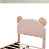 KTMBDW Twin/FUll Upholstered Bed Frame, Cute Girls Bed Princess Platform Bed Frame, Wooden Slats Support, No Box Spring Needed, Pink - 3 of 4