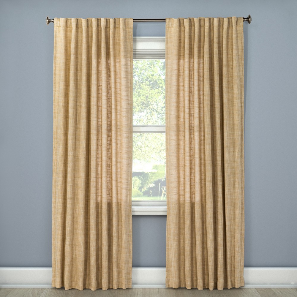 108x54 Textured Weave Back Tab Window Curtain Panel Wheat - Threshold was $34.99 now $17.49 (50.0% off)