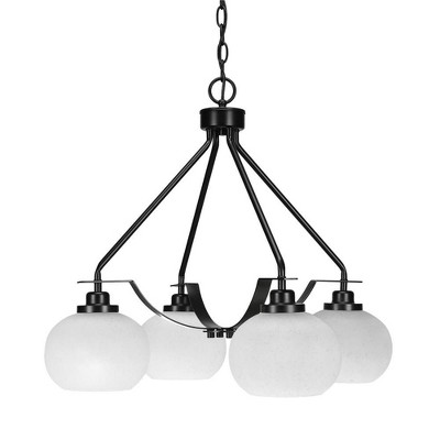 Toltec Lighting Odyssey 3 - Light Chandelier in  Matte Black with 7" White Muslin Shade