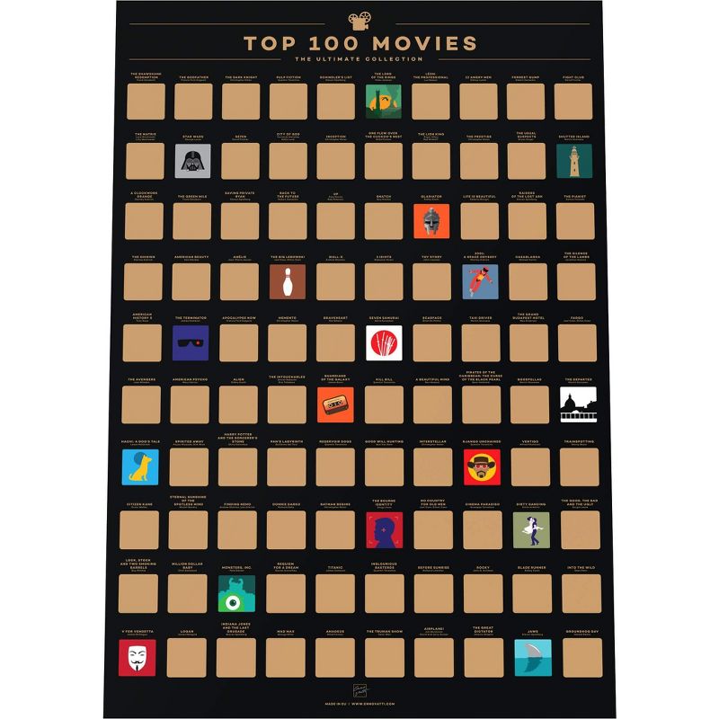 Enno Vatti Top 100 Movies Scratch Off Poster, Black, 1 of 7