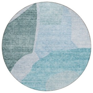 Teal Blue Artichoke Green And Blue Abstract Washable Indoor Outdoor Area Rug - 1 of 4