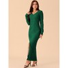 Seta T Women's Elegant Long Sleeve Round Neck Slit Hem Knit Maxi Dress - 2 of 4