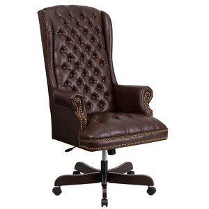 Executive Swivel Office Chair Brown Leather - Flash Furniture