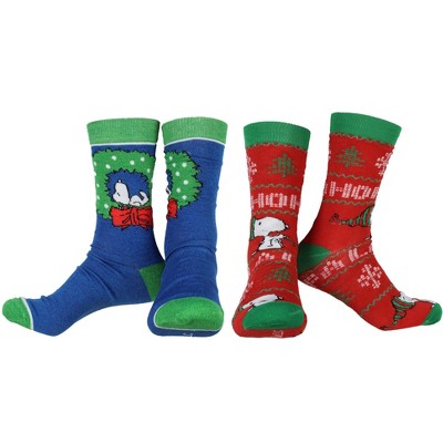 Peanuts Snoopy Holiday 2 Pack Adult Crew Socks Multicoloured