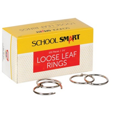 School Smart Loose Leaf Rings, 1-1/2 Inches, Nickel Plated Steel, Pack of 100