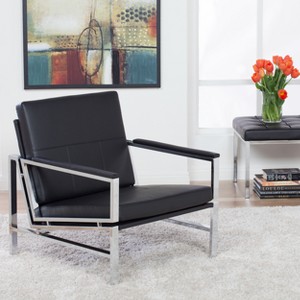 Atlas Mid-Century Modern Living Room Accent Chair with Bonded Leather and Metal Frame - Studio Designs Home - 1 of 4