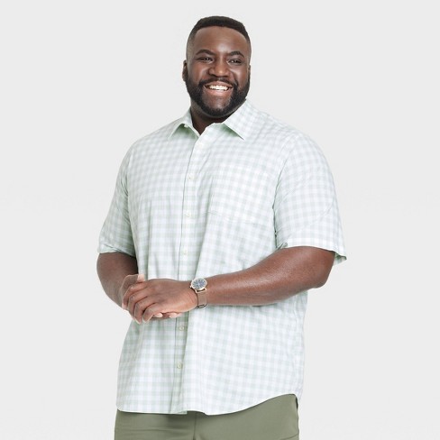 Men's Big & Tall Checked Slim Fit Short Sleeve Button-down Shirt -  Goodfellow & Co™ Mint Green 4xlt : Target