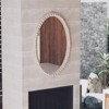 JIONJOY Distressed Wood Oval Mirror - Rustic Farmhouse Accent, Beaded Frame - 2 of 4