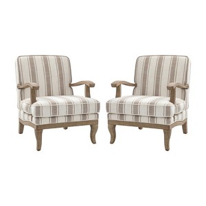 Rinaldo Farmhouse Style Armchair with Romantic Stripes Armchair for Living Room, Lounge, Bedroom Set of 2  | ARTFUL LIVING DESIGN - 1 of 4