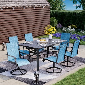 EROMMY 7 Piece Patio Dining Set, Outdoor Dining Table And Chairs Set For 6, 6 Swivel Chairs - 1 of 4