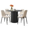 5-Piece 41.5" Dining Set for 4,Pedestal Black Round Dining Table with 4 Armless Dining Chair for Living Room,Dining Room,Farmhouse-Tanpinhause - 2 of 4