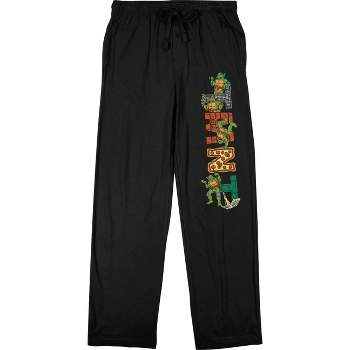 Teenage Mutant Ninja Turtles Retro Cartoon Logo Mens  Black Drawstring Sleep Pajama Pants