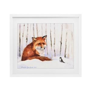 Stupell Industries Meeting of Fox And Sparrow Framed Print Under Glass Art - 1 of 4
