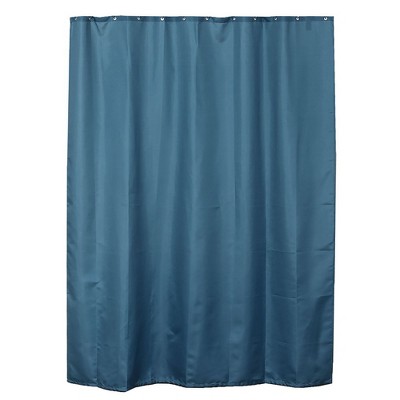 Tahitian Blue Extra Long Polyester Shower Curtain with Matching Hooks