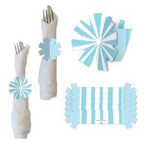 Big Dot of Happiness Blue Stripes - Simple Party Paper Napkin Holder - Napkin Rings - Set of 24 - 1 of 4