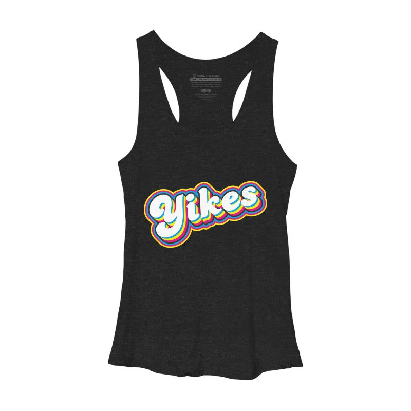 Women's Design By Humans Yikes Colorful Rainbow Outline By Racerback Tank Top, 1 of 3