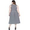 24seven Comfort Apparel Plus Size Midi Length Black Geo Print Sleeveless Pleated Pocket Dress - 3 of 4