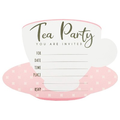 36 Pack Tea Party Invitation with Envelopes, 5x7 inches Pink and White High Tea Themed Invitation for RSVP Baby Shower, Birthday, Bridal Shower