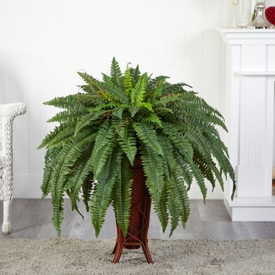 Emerald Cascade 48" Outdoor Silk Fern in Elegant Vase