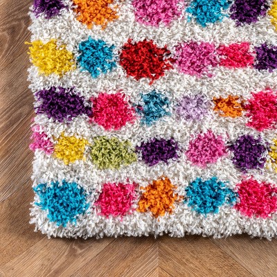 Sunny Spots Multicolor Shag Rug for Kids, 40" Round Synthetic