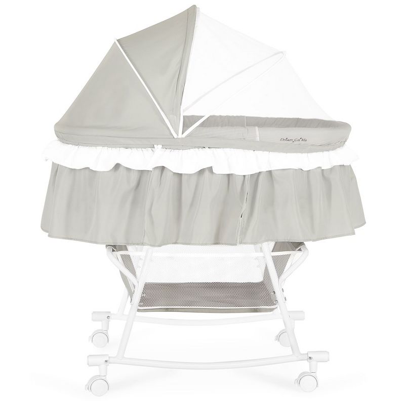 Dream On Me JPMA Certified Lacy Portable 2-in-1 Bassinet & Cradle, Light Grey, 4 of 9