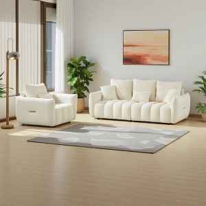 Teddy Fabric 3+1 Sofa Set with Cushions & Pillows - 1 of 4