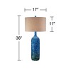 Possini Euro Design Mid Century Modern Table Lamp with Table Top Dimmer 36" Tall Teal Glaze Ceramic Tan Linen Drum for Living Room (Colors May Vary) - 4 of 4