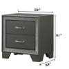 Vynxaria Contemporary 1pc Nightstand - Dark Gray Finish, 2 Drawers (Metal Pull Handles), Sparkling Accent Band, Bedside Storage Furniture (1pc Only) - 2 of 4