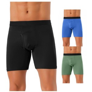 INSPIRE CHIC Men's 3 Pack Solid Color Soft Stretch Open-fly Basic Boxer Briefs - 1 of 4
