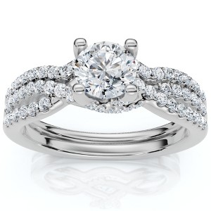 Pompeii3 1Ct TW Infinity Engagement Wedding Ring Set 14k Gold Lab Created - 1 of 4